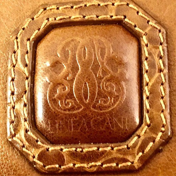 Linea Gani Brown Leather Hard Case Handbag Vintage 70's Crossbody Croc Trim - Picture 3 of 15